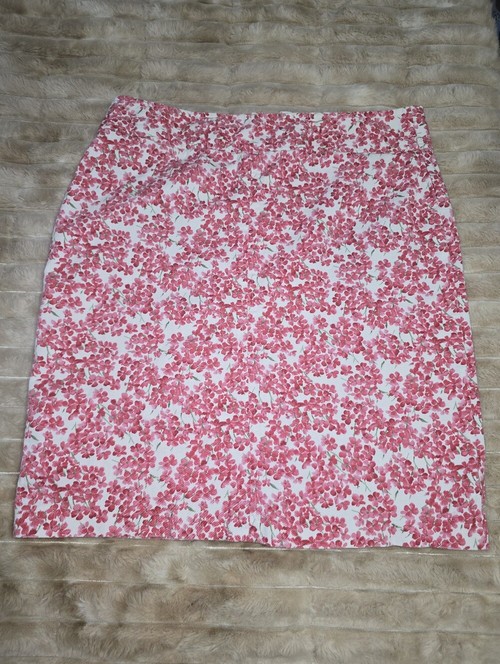 Counterparts Floral Midi Skirt Size 14 Pink Pencil A-Line